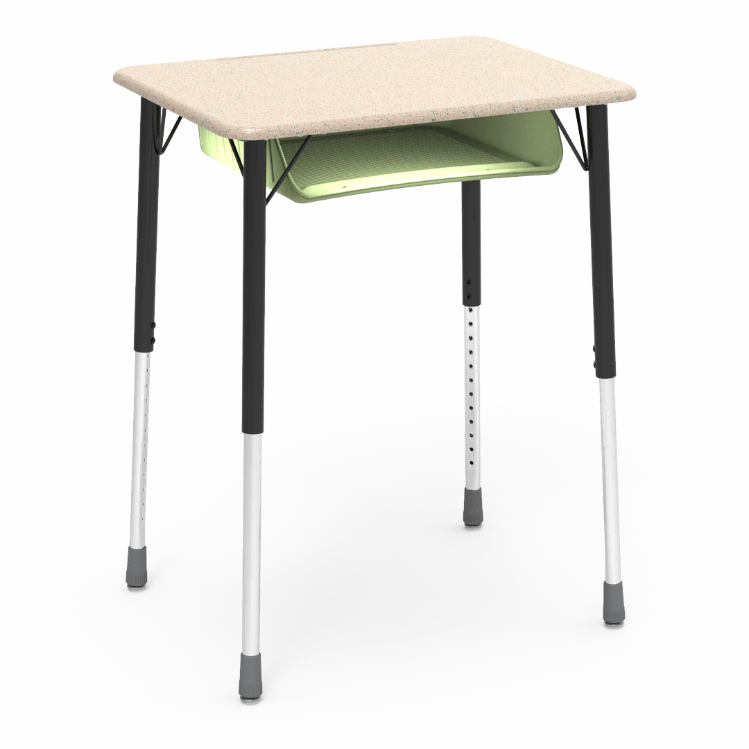 Virco ZADJ2026BOXM - ZUMA Series Student Desk, Hard Plastic 20" x 26-1/8" Top, 22"-34"H with plastic book box