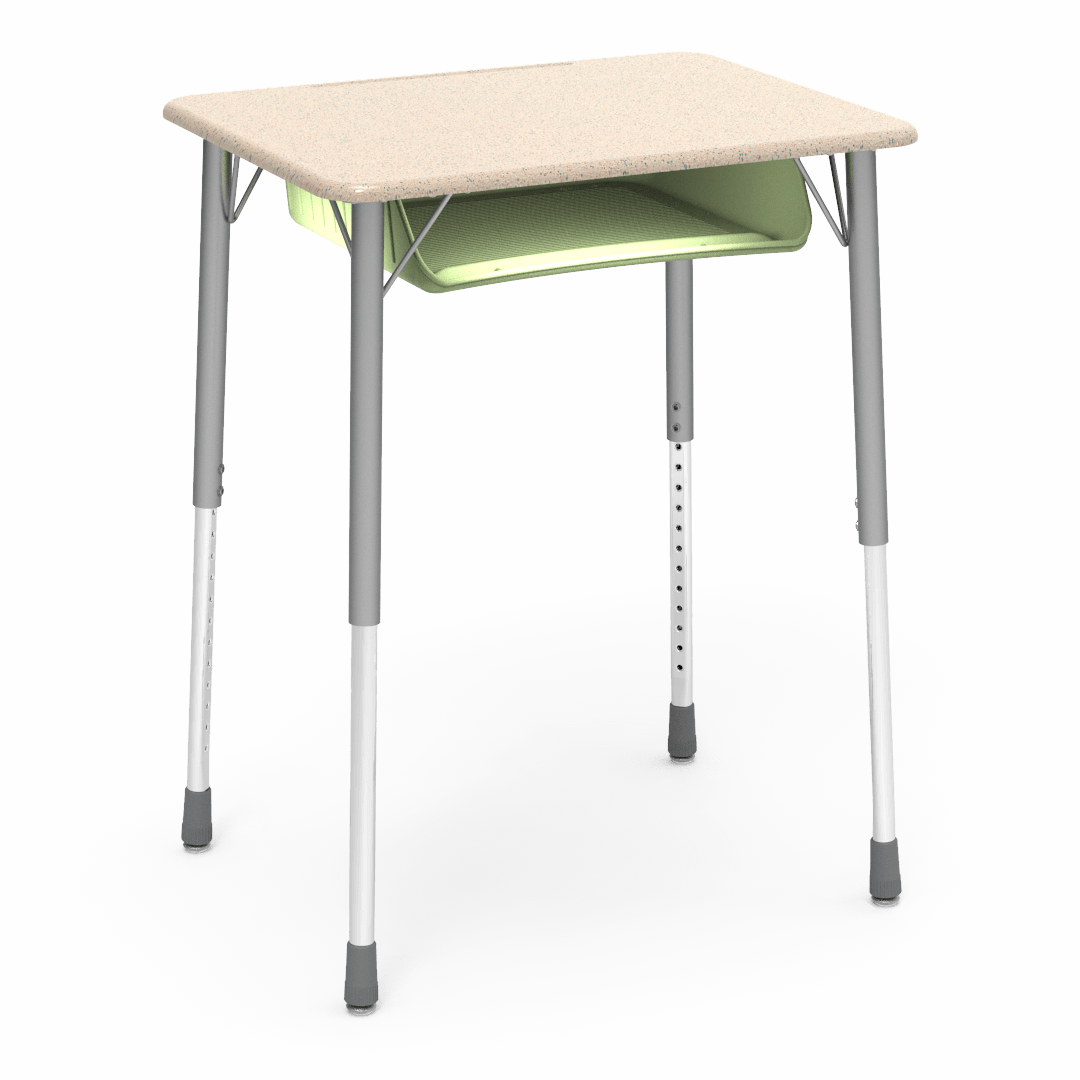 Virco ZADJ2026BOXM - ZUMA Series Student Desk, Hard Plastic 20" x 26-1/8" Top, 22"-34"H with plastic book box