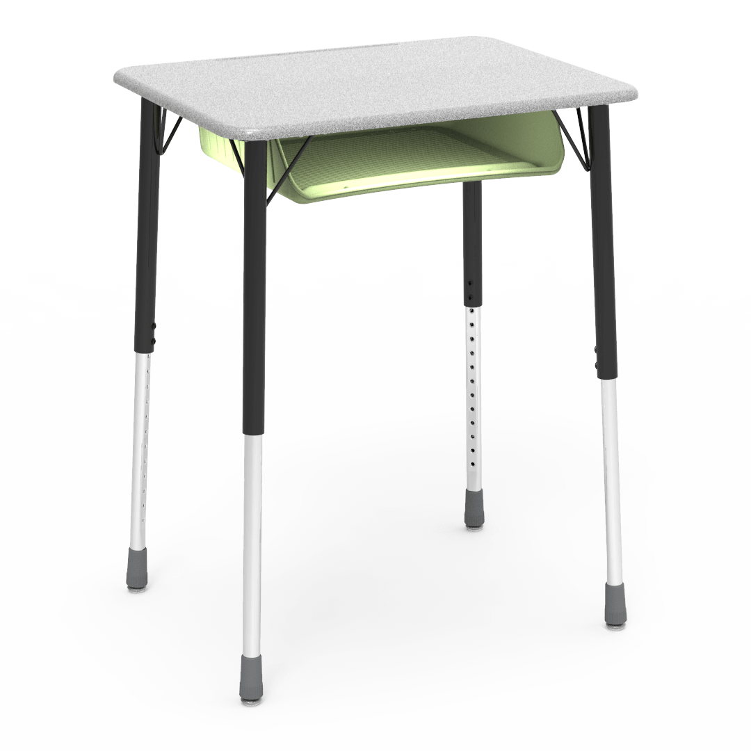 Virco ZADJ2026BOXM - ZUMA Series Student Desk, Hard Plastic 20" x 26-1/8" Top, 22"-34"H with plastic book box