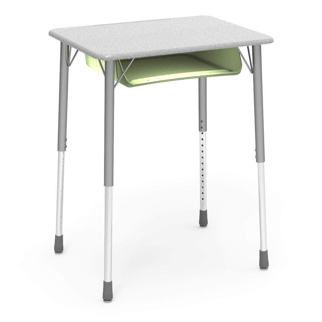 Virco ZADJ2026BOXM - ZUMA Series Student Desk, Hard Plastic 20" x 26-1/8" Top, 22"-34"H with plastic book box