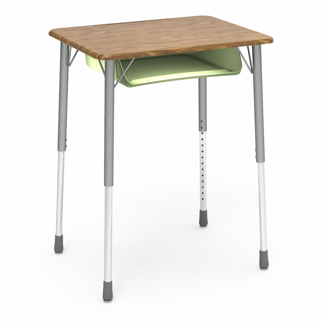 Virco ZADJ2026BOXM - ZUMA Series Student Desk, Hard Plastic 20" x 26-1/8" Top, 22"-34"H with plastic book box