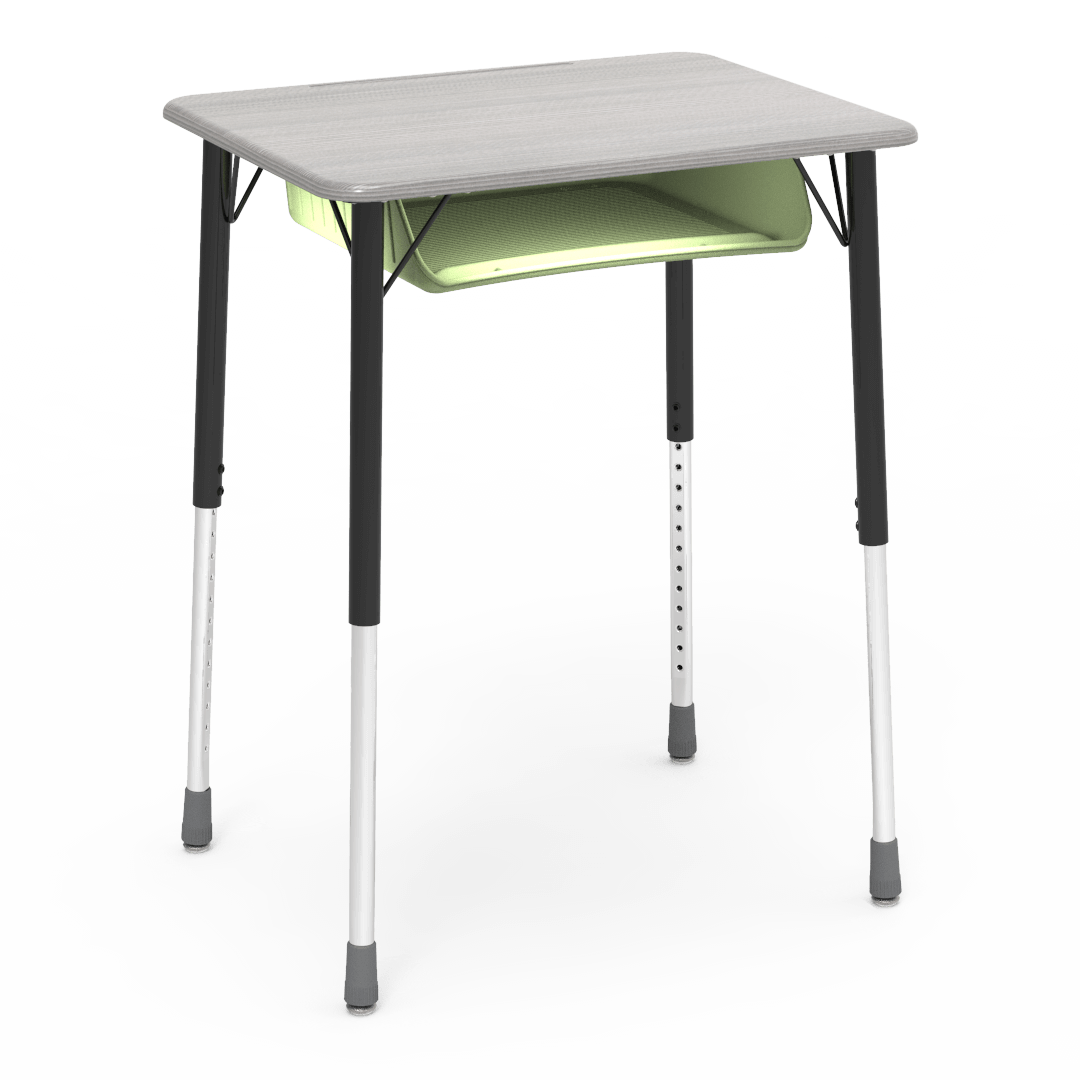 Virco ZADJ2026BOXM - ZUMA Series Student Desk, Hard Plastic 20" x 26-1/8" Top, 22"-34"H with plastic book box
