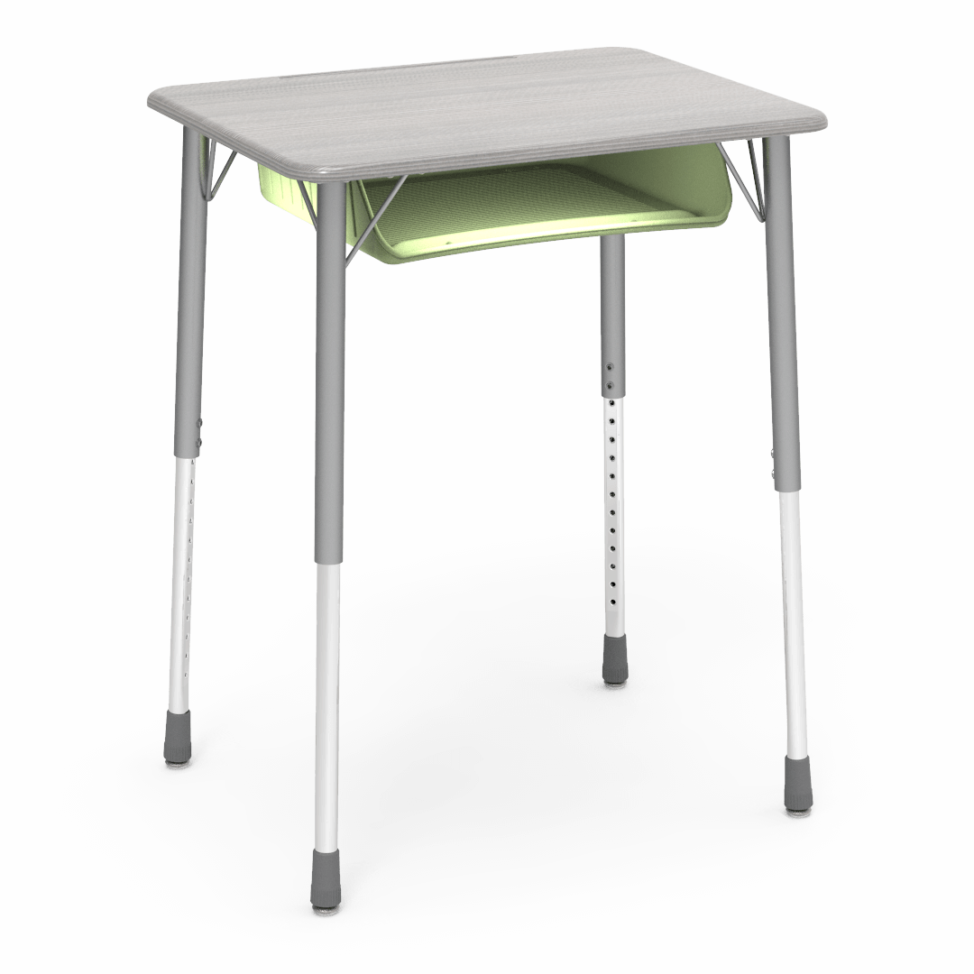 Virco ZADJ2026BOXM - ZUMA Series Student Desk, Hard Plastic 20" x 26-1/8" Top, 22"-34"H with plastic book box