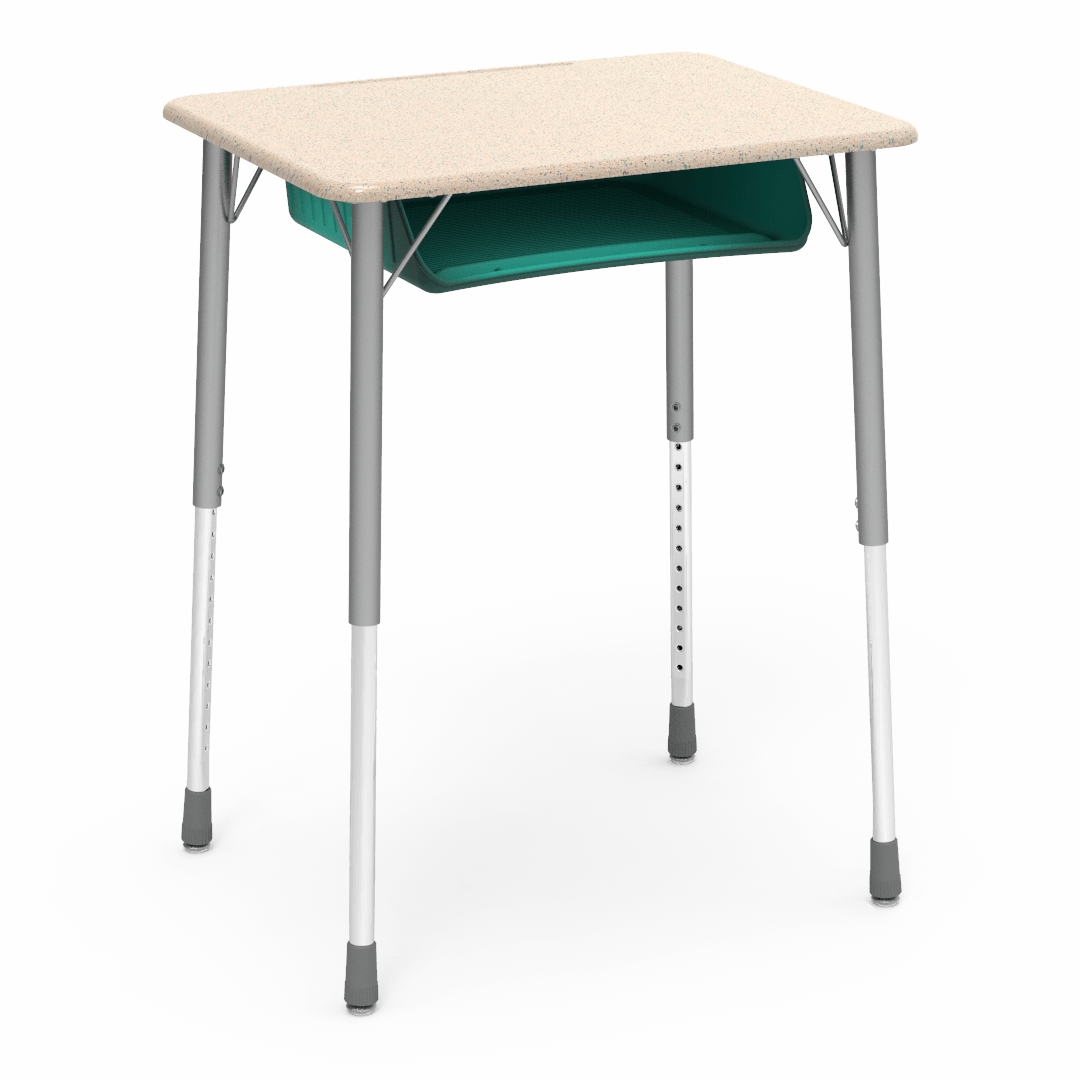 Virco ZADJ2026BOXM - ZUMA Series Student Desk, Hard Plastic 20" x 26-1/8" Top, 22"-34"H with plastic book box