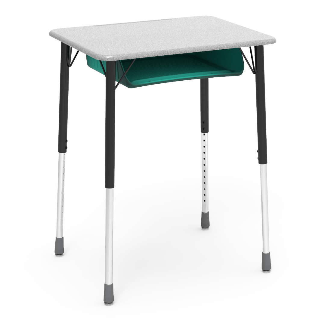 Virco ZADJ2026BOXM - ZUMA Series Student Desk, Hard Plastic 20" x 26-1/8" Top, 22"-34"H with plastic book box