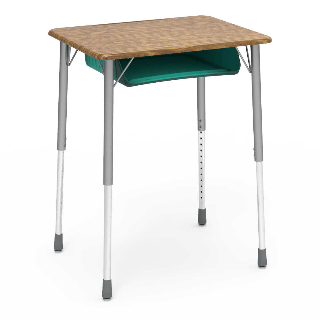 Virco ZADJ2026BOXM - ZUMA Series Student Desk, Hard Plastic 20" x 26-1/8" Top, 22"-34"H with plastic book box