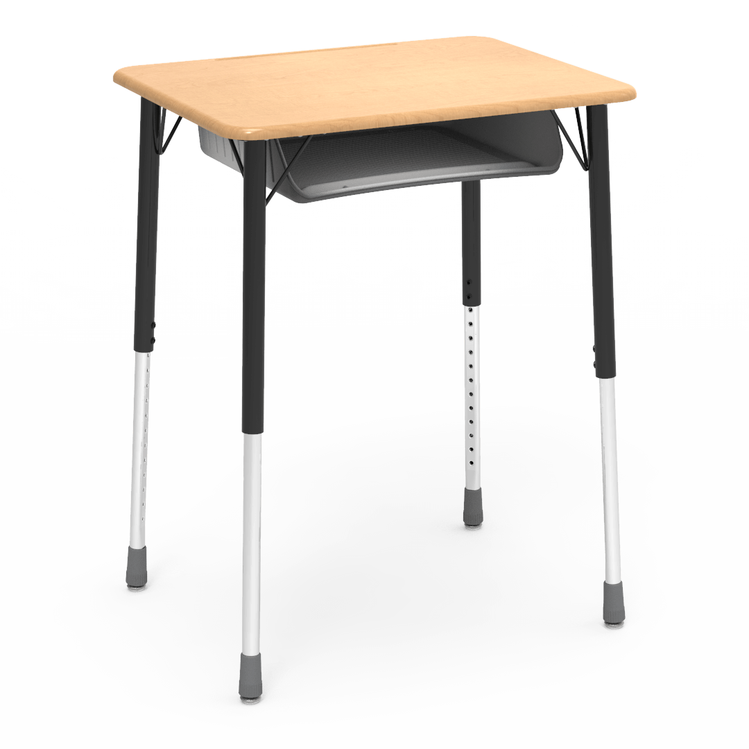 Virco ZADJ2026BOXM - ZUMA Series Student Desk, Hard Plastic 20" x 26-1/8" Top, 22"-34"H with plastic book box
