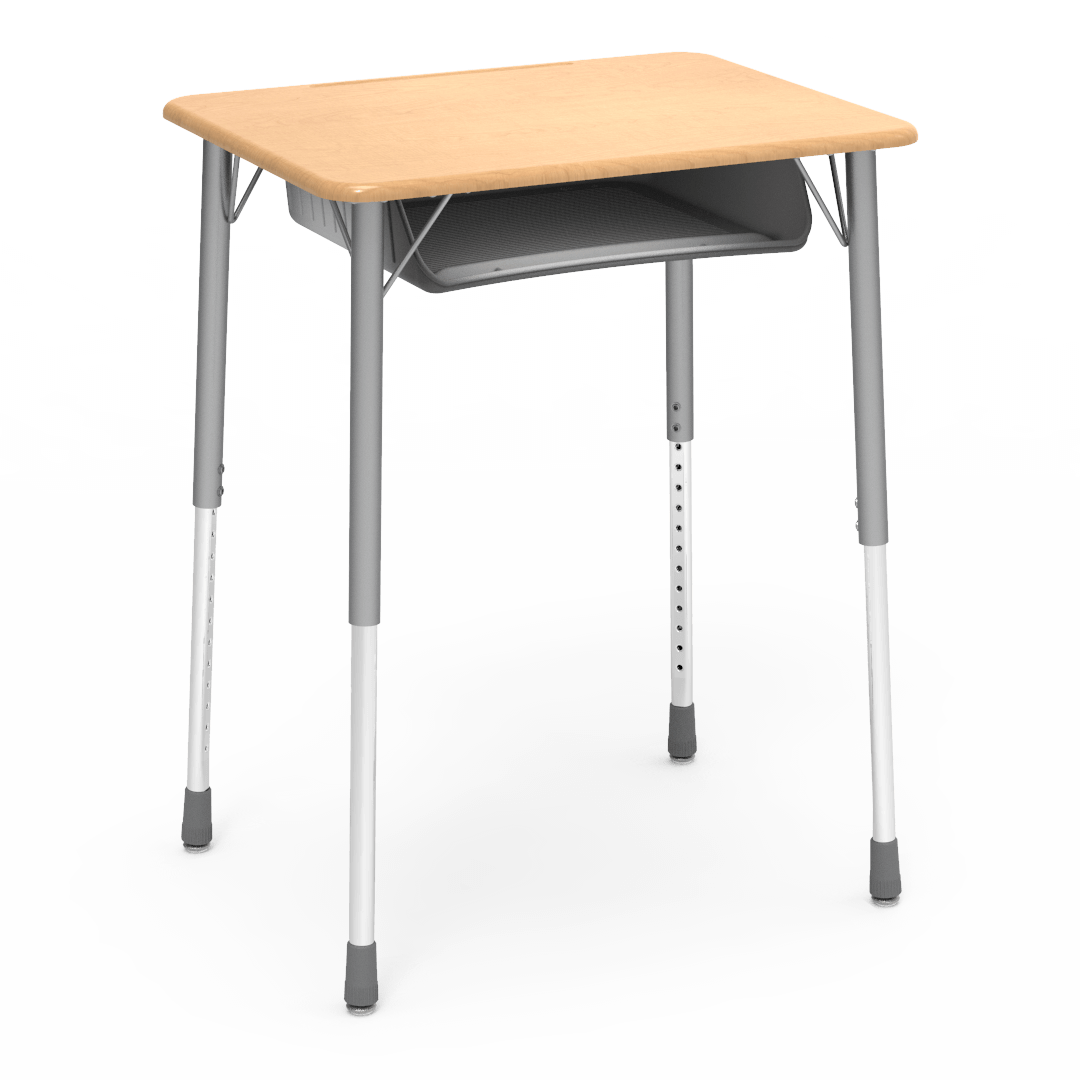Virco ZADJ2026BOXM - ZUMA Series Student Desk, Hard Plastic 20" x 26-1/8" Top, 22"-34"H with plastic book box