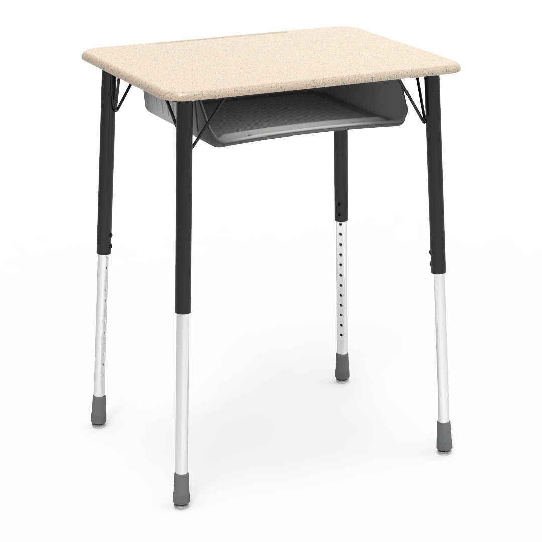 Virco ZADJ2026BOXM - ZUMA Series Student Desk, Hard Plastic 20" x 26-1/8" Top, 22"-34"H with plastic book box