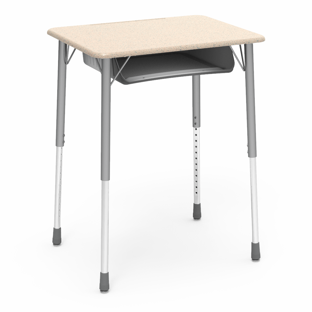 Virco ZADJ2026BOXM - ZUMA Series Student Desk, Hard Plastic 20" x 26-1/8" Top, 22"-34"H with plastic book box