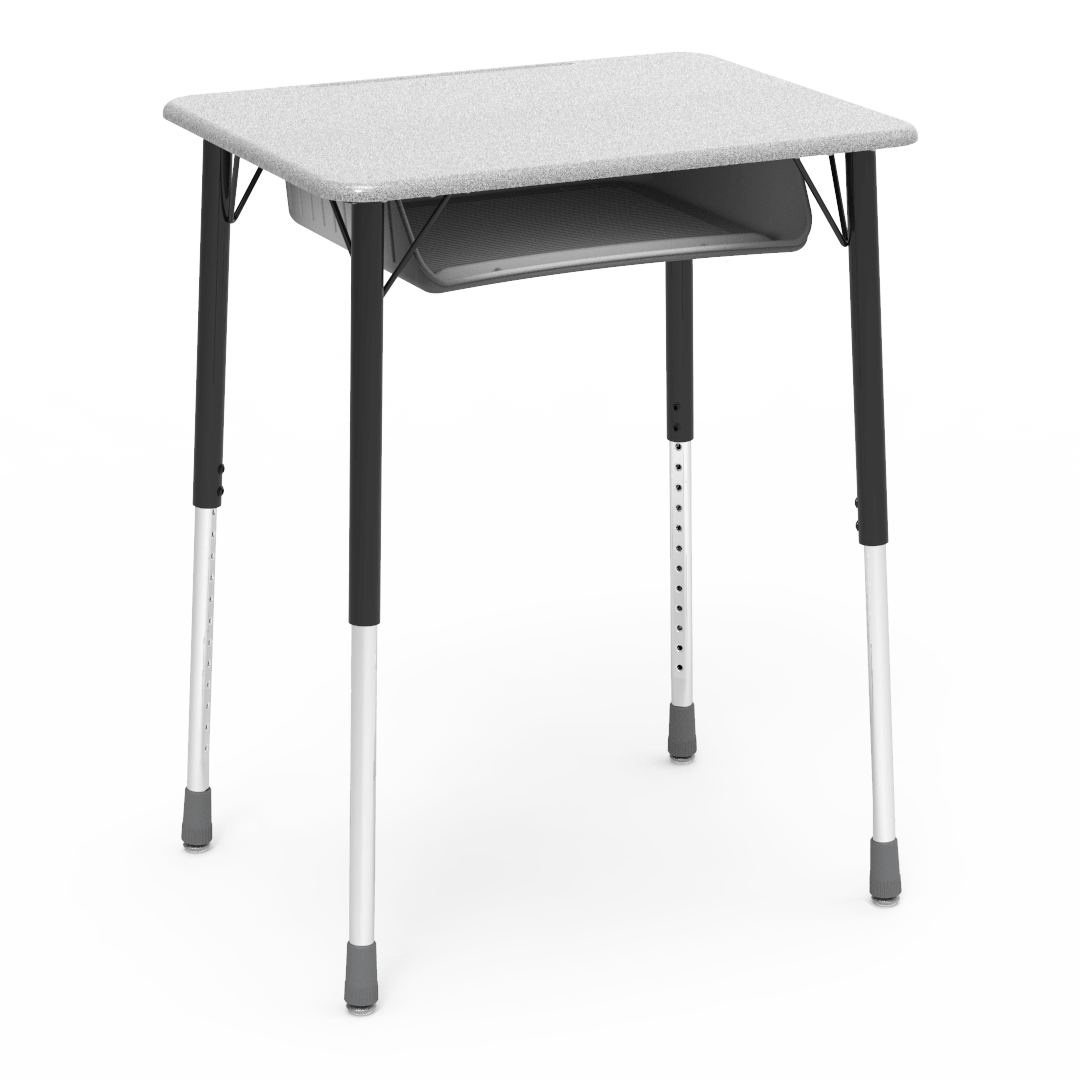 Virco ZADJ2026BOXM - ZUMA Series Student Desk, Hard Plastic 20" x 26-1/8" Top, 22"-34"H with plastic book box