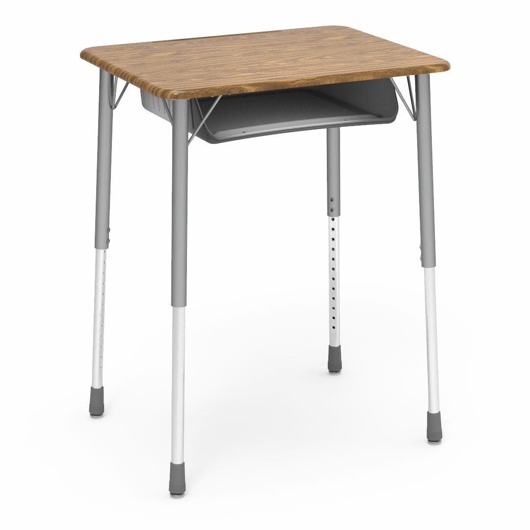 Virco ZADJ2026BOXM - ZUMA Series Student Desk, Hard Plastic 20" x 26-1/8" Top, 22"-34"H with plastic book box