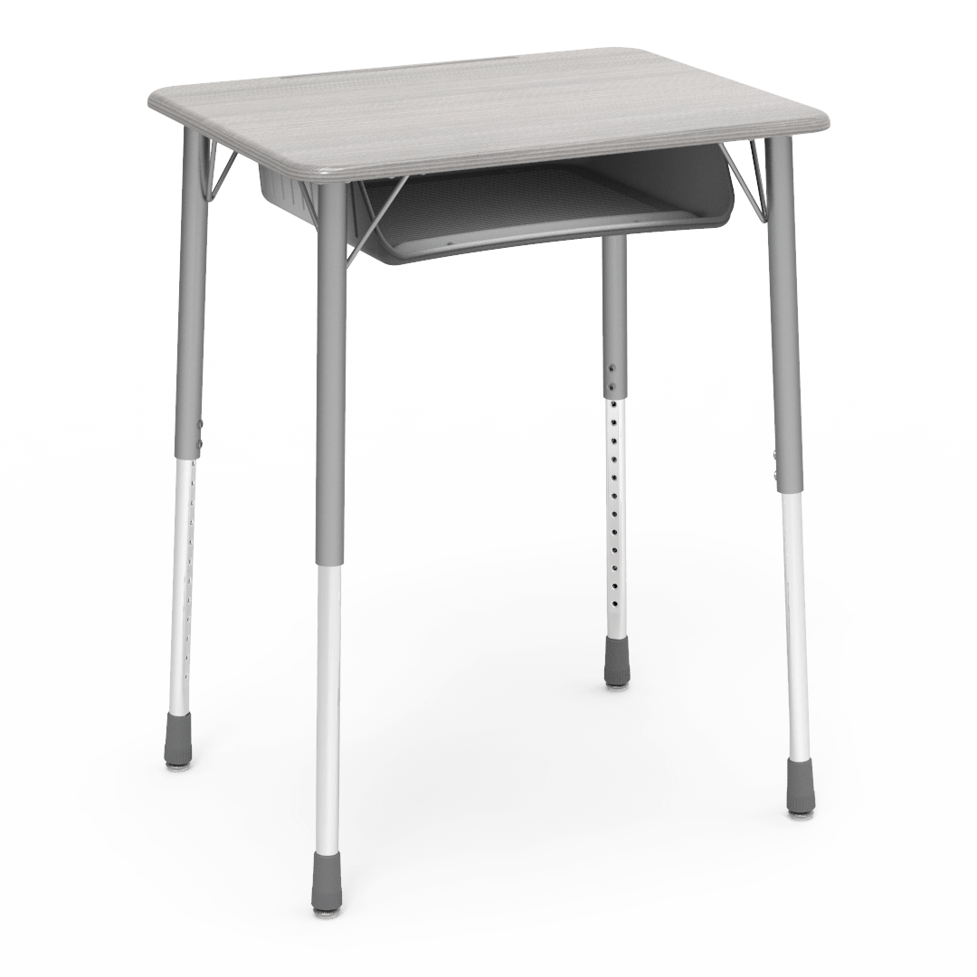 Virco ZADJ2026BOXM - ZUMA Series Student Desk, Hard Plastic 20" x 26-1/8" Top, 22"-34"H with plastic book box