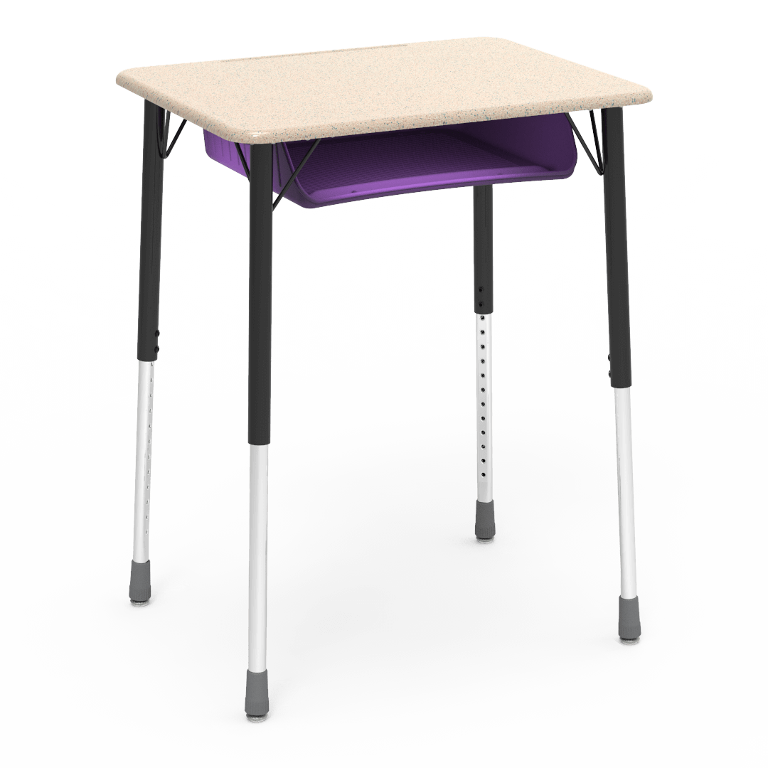 Virco ZADJ2026BOXM - ZUMA Series Student Desk, Hard Plastic 20" x 26-1/8" Top, 22"-34"H with plastic book box