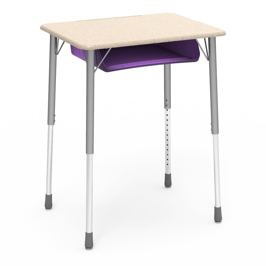 Virco ZADJ2026BOXM - ZUMA Series Student Desk, Hard Plastic 20" x 26-1/8" Top, 22"-34"H with plastic book box