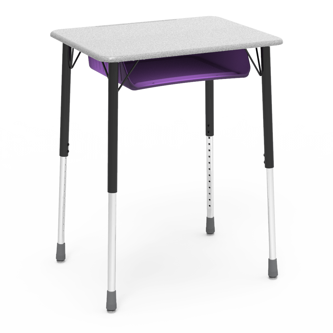 Virco ZADJ2026BOXM - ZUMA Series Student Desk, Hard Plastic 20" x 26-1/8" Top, 22"-34"H with plastic book box