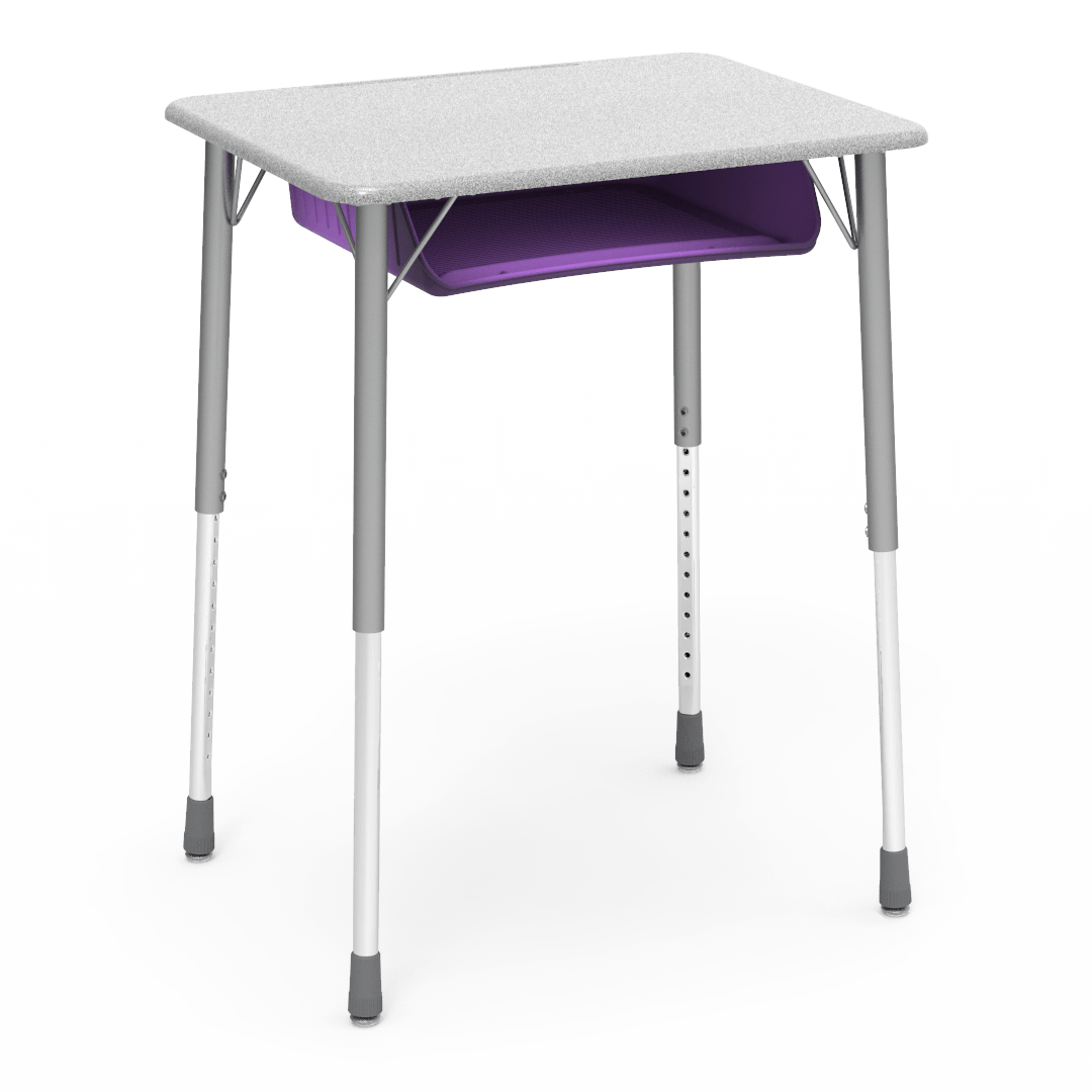 Virco ZADJ2026BOXM - ZUMA Series Student Desk, Hard Plastic 20" x 26-1/8" Top, 22"-34"H with plastic book box