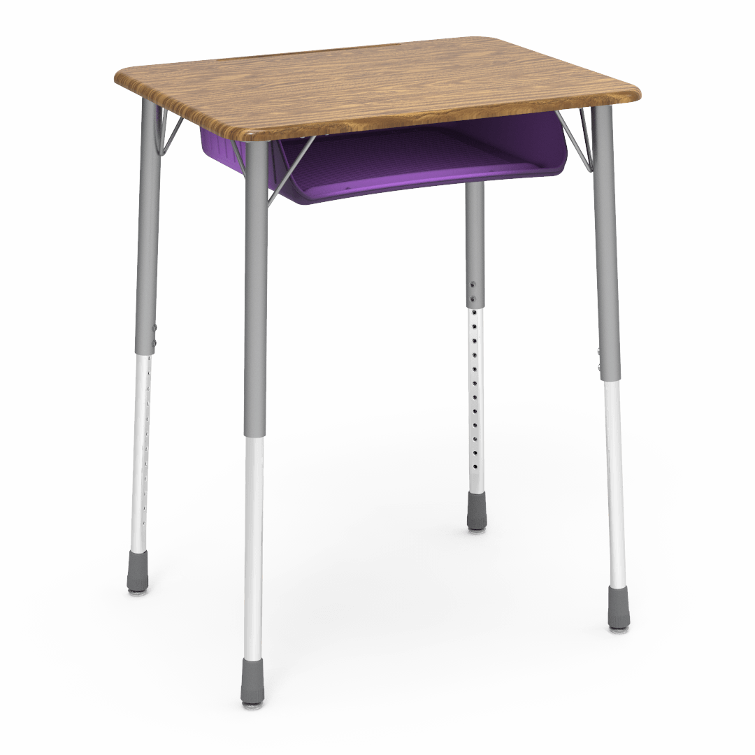 Virco ZADJ2026BOXM - ZUMA Series Student Desk, Hard Plastic 20" x 26-1/8" Top, 22"-34"H with plastic book box