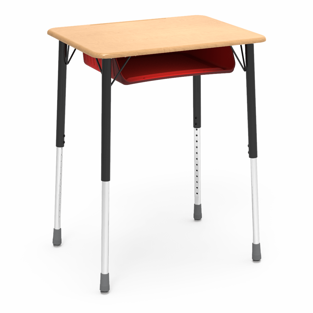 Virco ZADJ2026BOXM - ZUMA Series Student Desk, Hard Plastic 20" x 26-1/8" Top, 22"-34"H with plastic book box