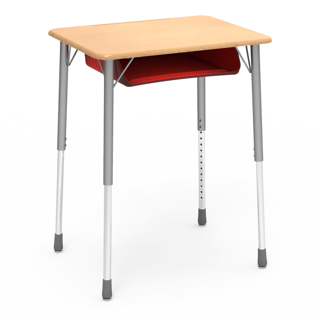 Virco ZADJ2026BOXM - ZUMA Series Student Desk, Hard Plastic 20" x 26-1/8" Top, 22"-34"H with plastic book box