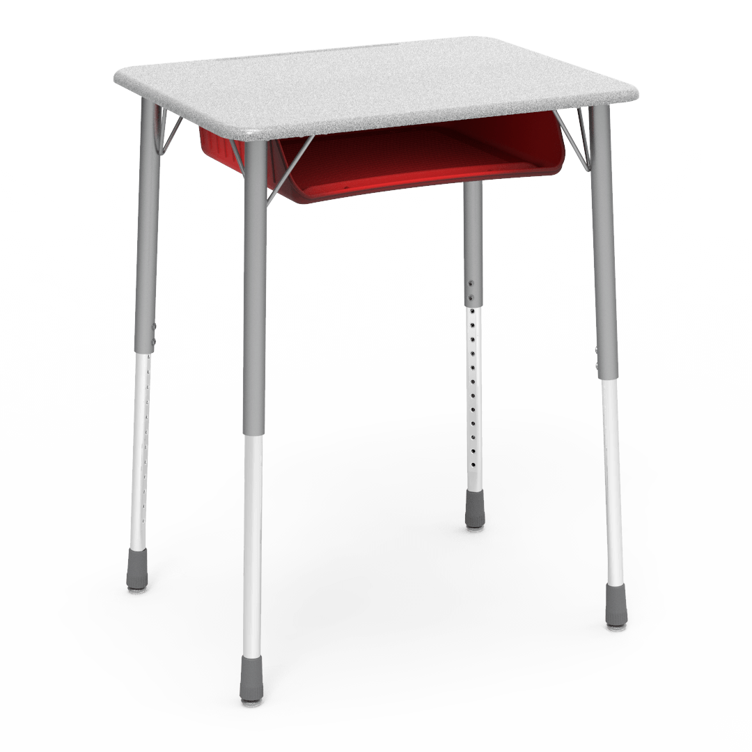 Virco ZADJ2026BOXM - ZUMA Series Student Desk, Hard Plastic 20" x 26-1/8" Top, 22"-34"H with plastic book box
