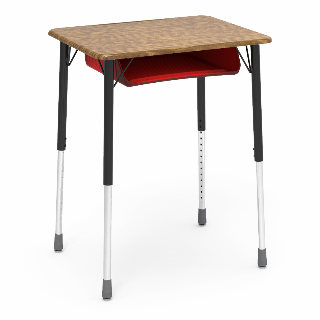Virco ZADJ2026BOXM - ZUMA Series Student Desk, Hard Plastic 20" x 26-1/8" Top, 22"-34"H with plastic book box