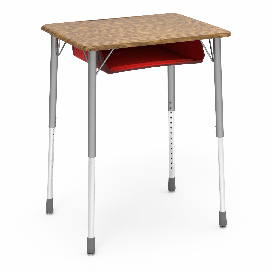 Virco ZADJ2026BOXM - ZUMA Series Student Desk, Hard Plastic 20" x 26-1/8" Top, 22"-34"H with plastic book box