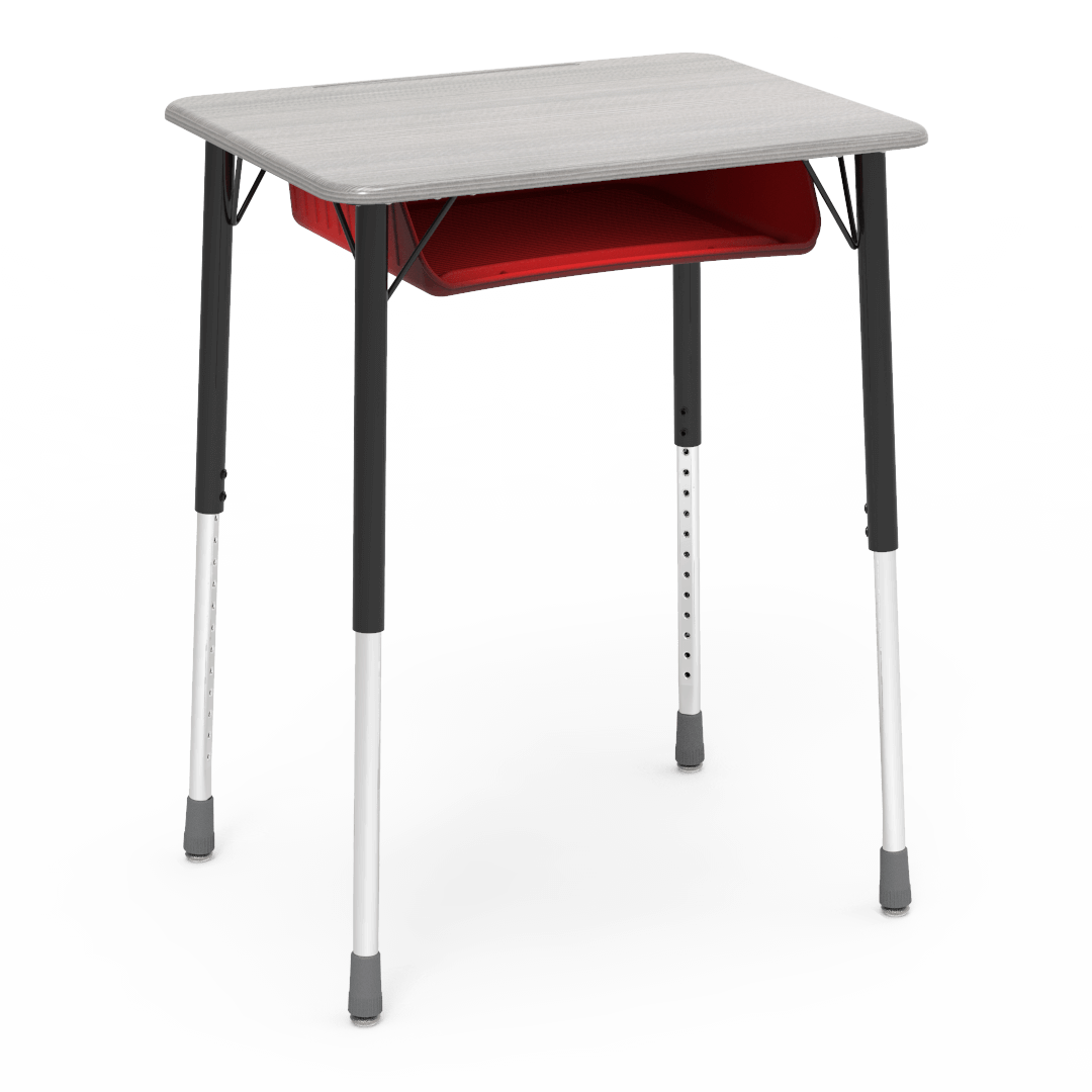 Virco ZADJ2026BOXM - ZUMA Series Student Desk, Hard Plastic 20" x 26-1/8" Top, 22"-34"H with plastic book box