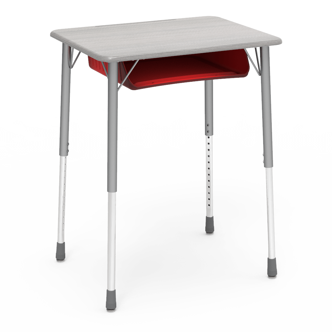 Virco ZADJ2026BOXM - ZUMA Series Student Desk, Hard Plastic 20" x 26-1/8" Top, 22"-34"H with plastic book box