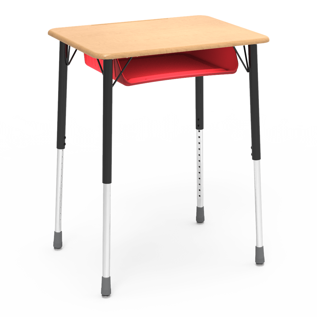 Virco ZADJ2026BOXM - ZUMA Series Student Desk, Hard Plastic 20" x 26-1/8" Top, 22"-34"H with plastic book box