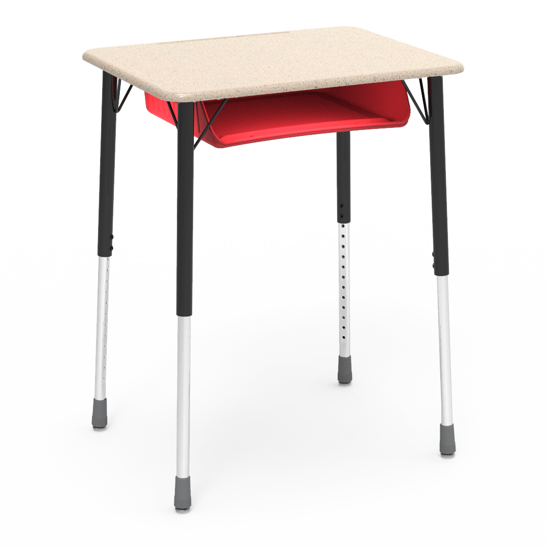 Virco ZADJ2026BOXM - ZUMA Series Student Desk, Hard Plastic 20" x 26-1/8" Top, 22"-34"H with plastic book box