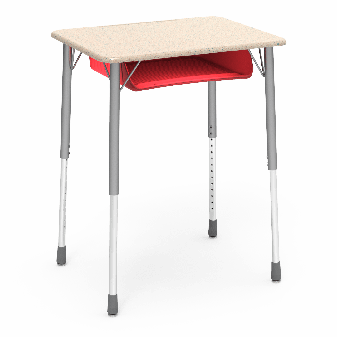 Virco ZADJ2026BOXM - ZUMA Series Student Desk, Hard Plastic 20" x 26-1/8" Top, 22"-34"H with plastic book box