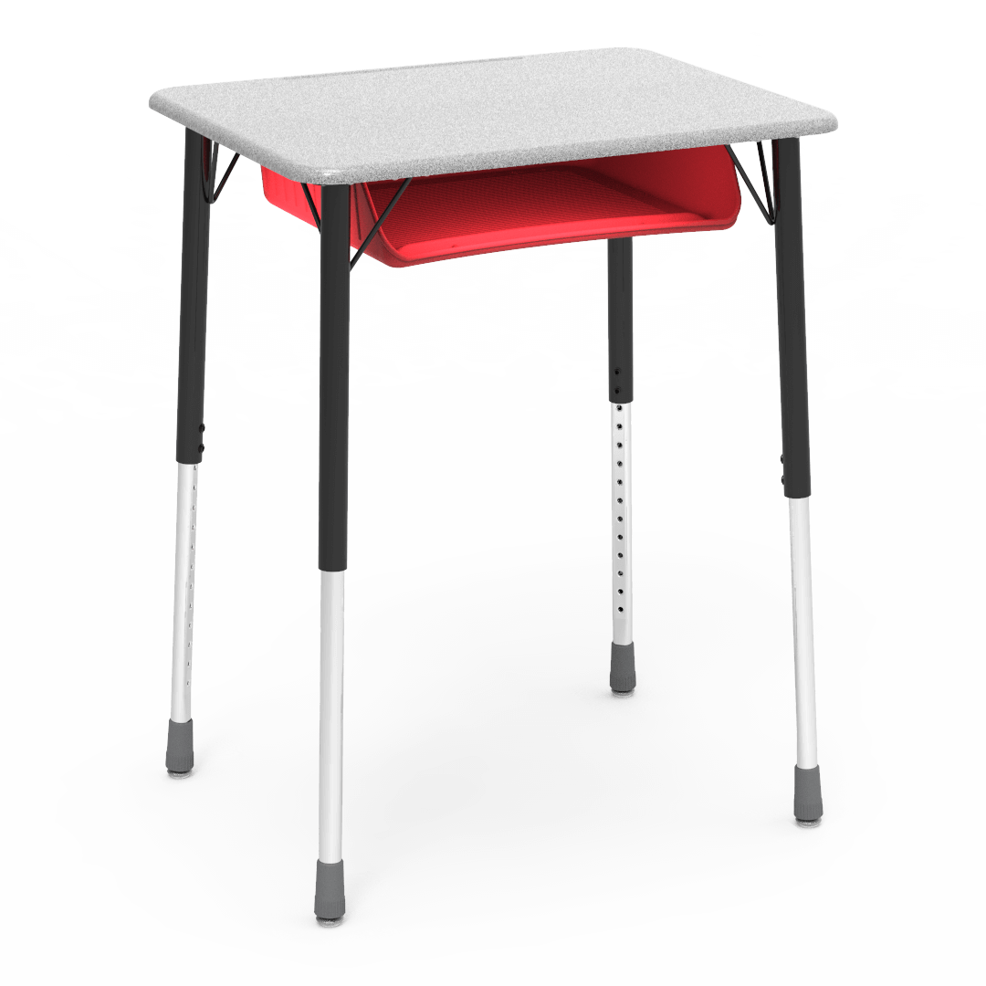 Virco ZADJ2026BOXM - ZUMA Series Student Desk, Hard Plastic 20" x 26-1/8" Top, 22"-34"H with plastic book box
