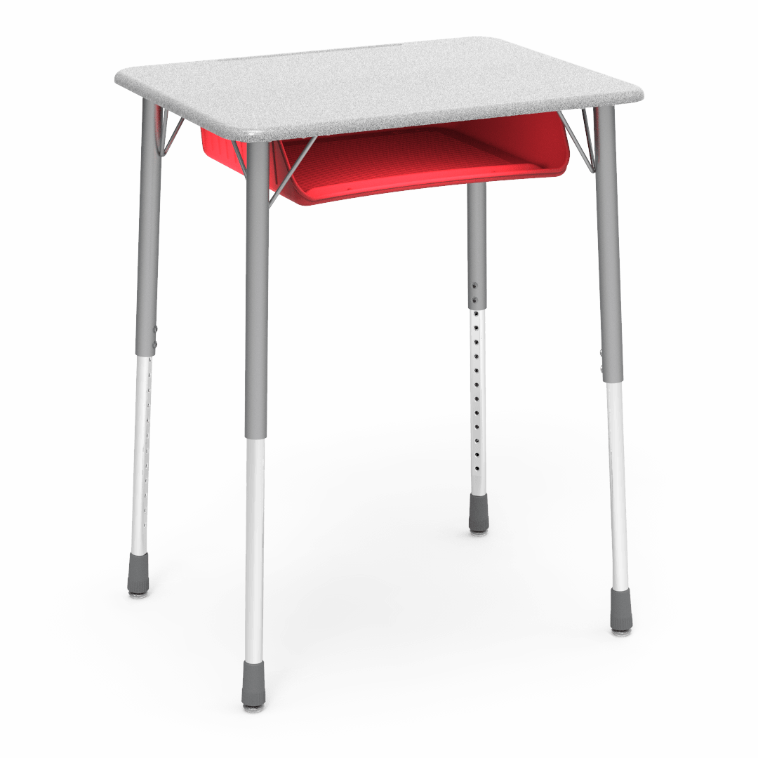 Virco ZADJ2026BOXM - ZUMA Series Student Desk, Hard Plastic 20" x 26-1/8" Top, 22"-34"H with plastic book box