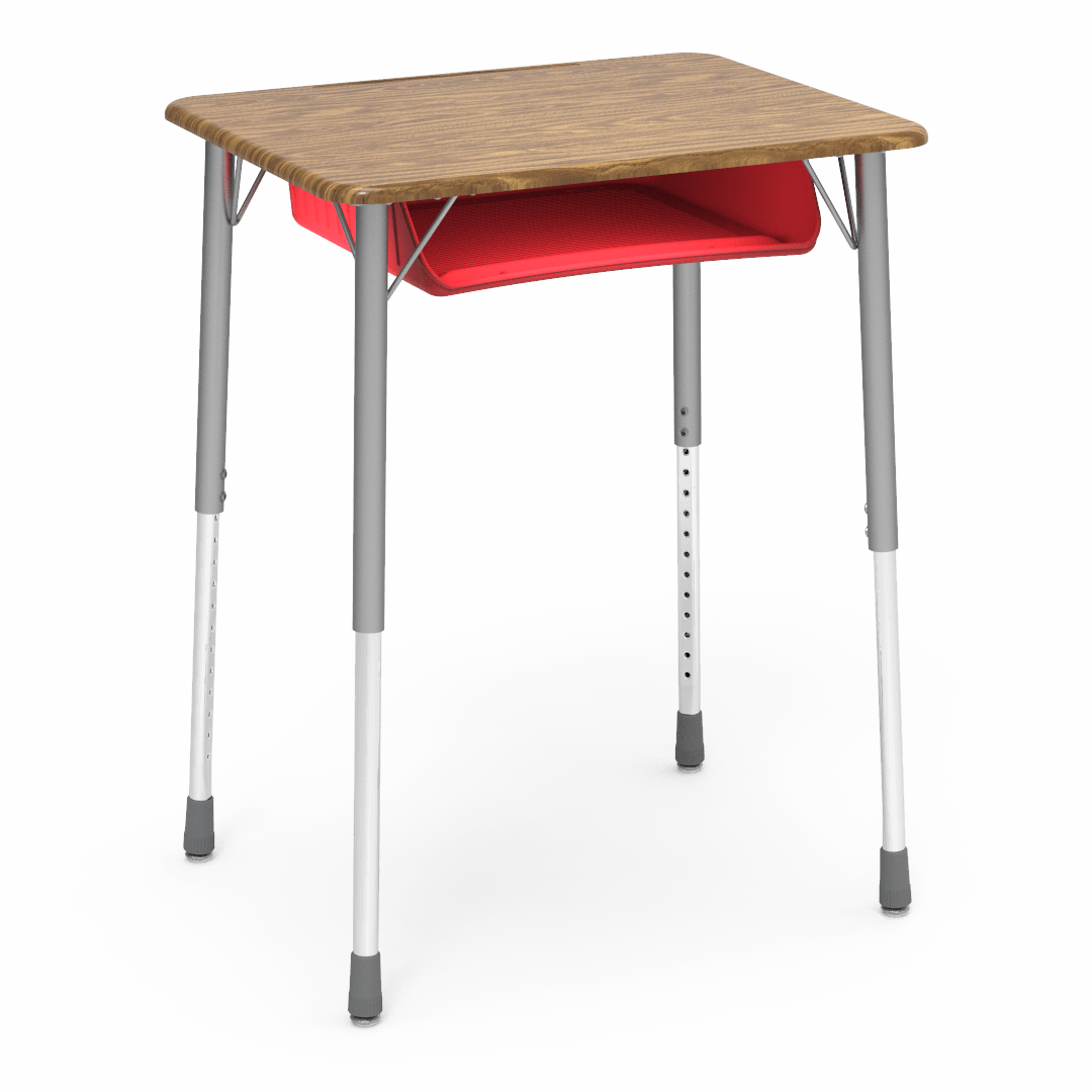 Virco ZADJ2026BOXM - ZUMA Series Student Desk, Hard Plastic 20" x 26-1/8" Top, 22"-34"H with plastic book box