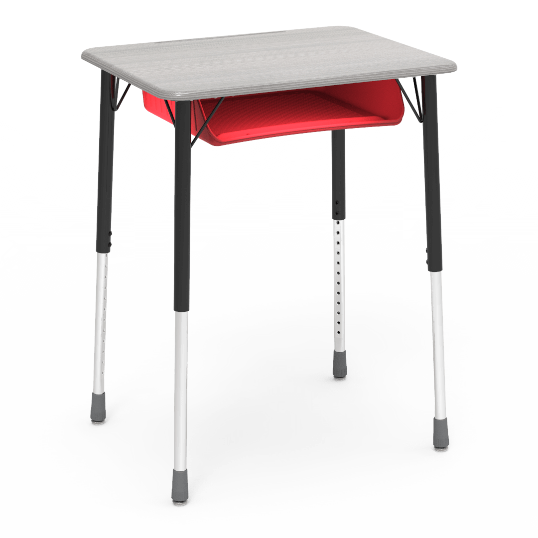 Virco ZADJ2026BOXM - ZUMA Series Student Desk, Hard Plastic 20" x 26-1/8" Top, 22"-34"H with plastic book box