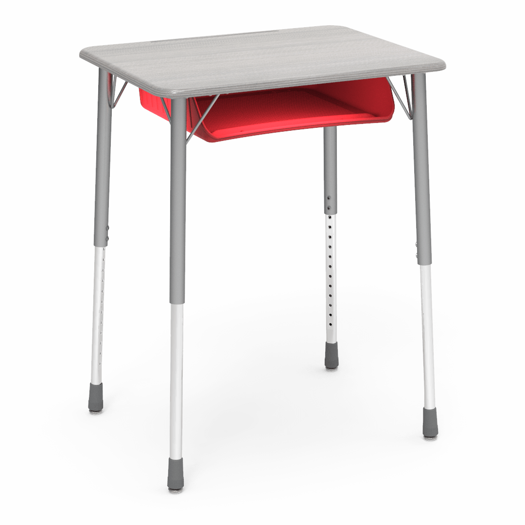 Virco ZADJ2026BOXM - ZUMA Series Student Desk, Hard Plastic 20" x 26-1/8" Top, 22"-34"H with plastic book box