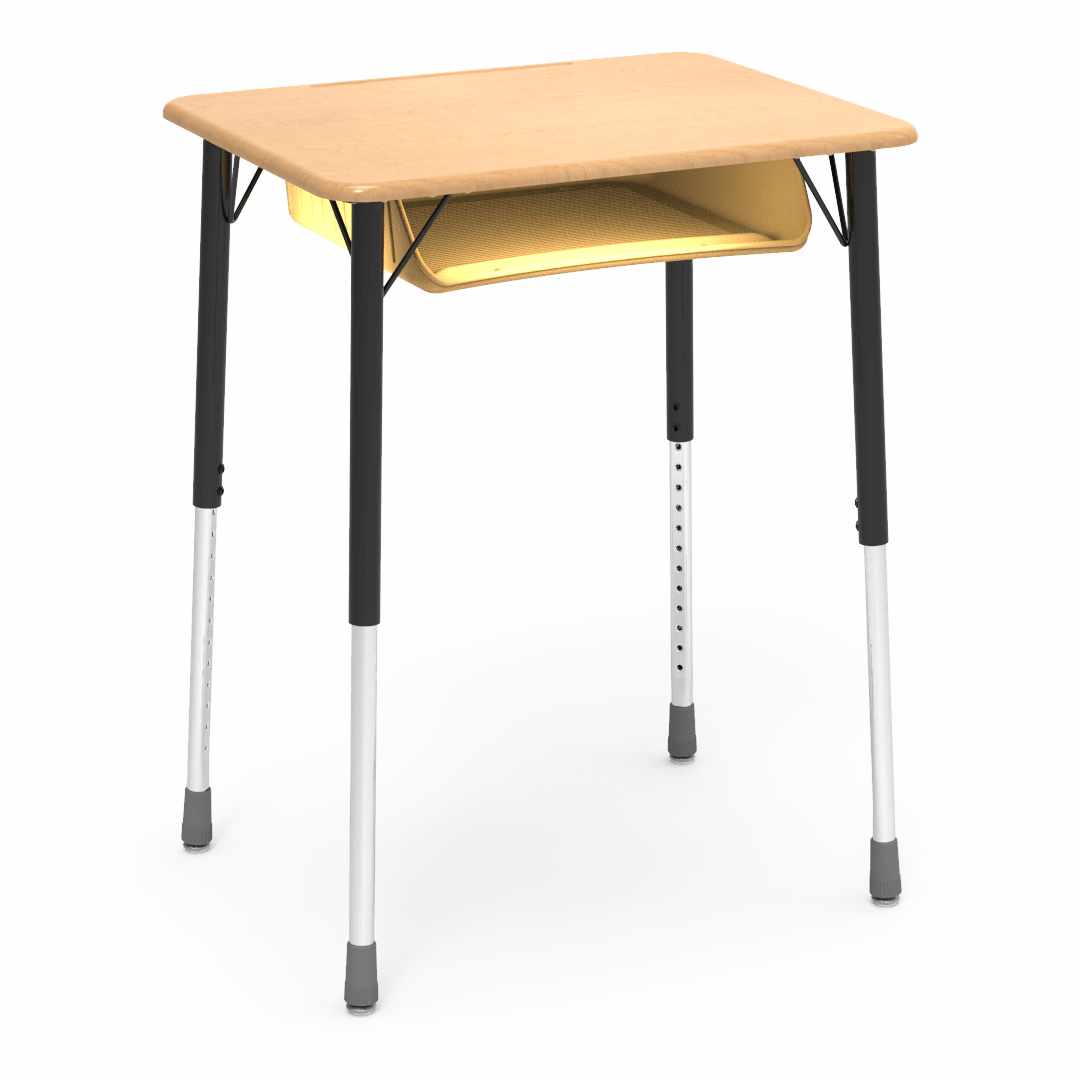 Virco ZADJ2026BOXM - ZUMA Series Student Desk, Hard Plastic 20" x 26-1/8" Top, 22"-34"H with plastic book box