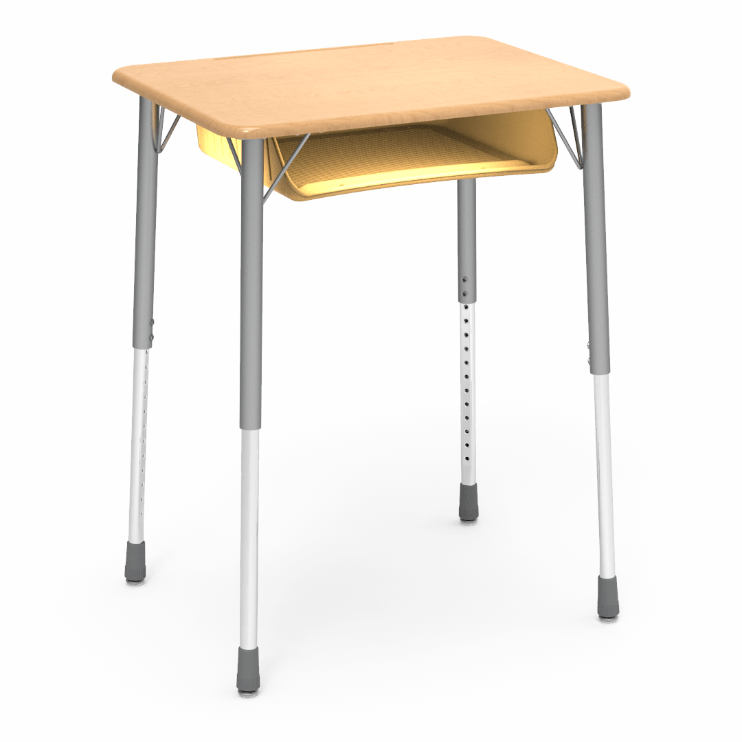 Virco ZADJ2026BOXM - ZUMA Series Student Desk, Hard Plastic 20" x 26-1/8" Top, 22"-34"H with plastic book box