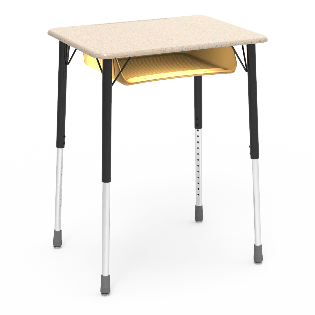 Virco ZADJ2026BOXM - ZUMA Series Student Desk, Hard Plastic 20" x 26-1/8" Top, 22"-34"H with plastic book box