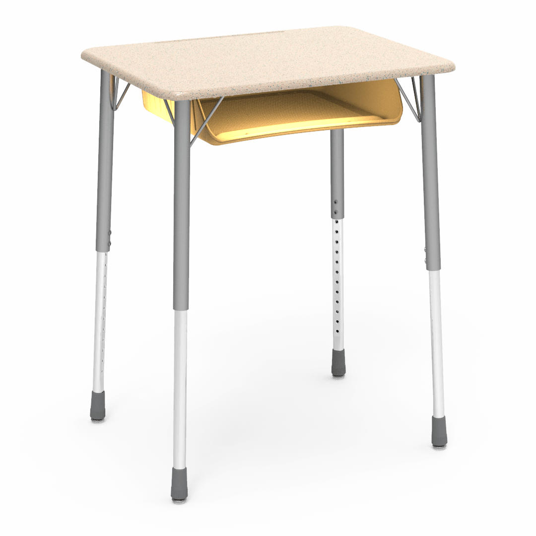 Virco ZADJ2026BOXM - ZUMA Series Student Desk, Hard Plastic 20" x 26-1/8" Top, 22"-34"H with plastic book box