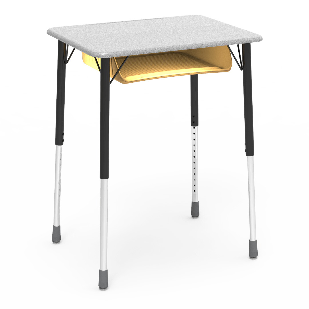 Virco ZADJ2026BOXM - ZUMA Series Student Desk, Hard Plastic 20" x 26-1/8" Top, 22"-34"H with plastic book box
