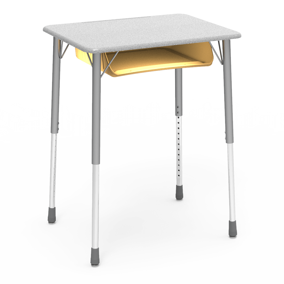 Virco ZADJ2026BOXM - ZUMA Series Student Desk, Hard Plastic 20" x 26-1/8" Top, 22"-34"H with plastic book box