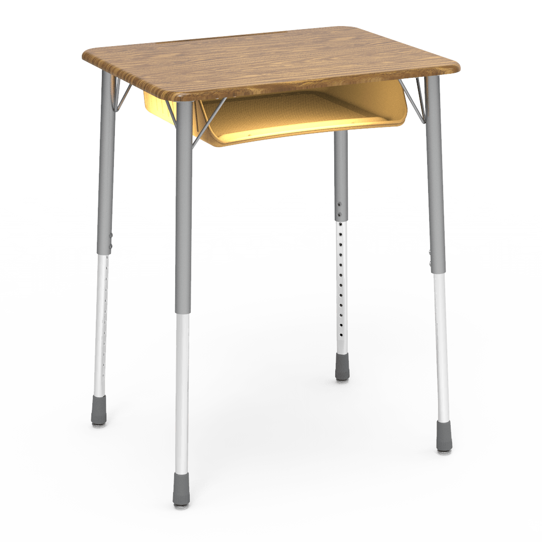 Virco ZADJ2026BOXM - ZUMA Series Student Desk, Hard Plastic 20" x 26-1/8" Top, 22"-34"H with plastic book box
