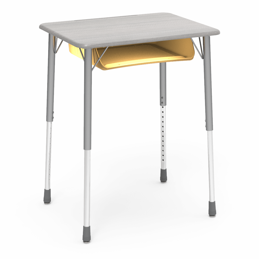 Virco ZADJ2026BOXM - ZUMA Series Student Desk, Hard Plastic 20" x 26-1/8" Top, 22"-34"H with plastic book box