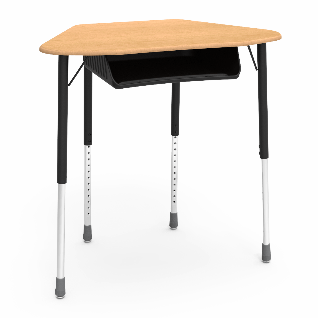 Virco ZUMA Series Hexagon Desk with Book Box 33"W x 21"D x 22"-34"H (DESK-ZHEXBOXM)