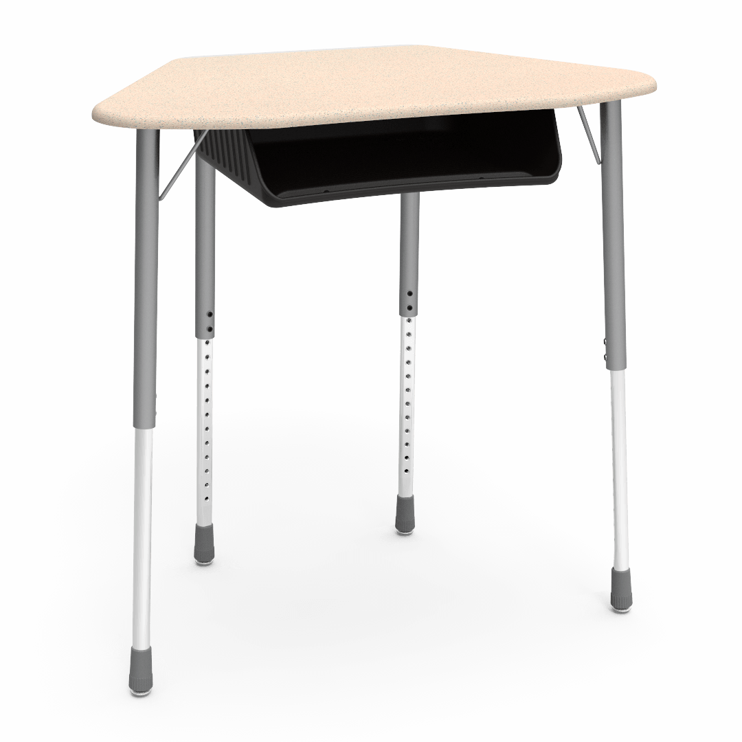 Virco ZUMA Series Hexagon Desk with Book Box 33"W x 21"D x 22"-34"H (DESK-ZHEXBOXM)
