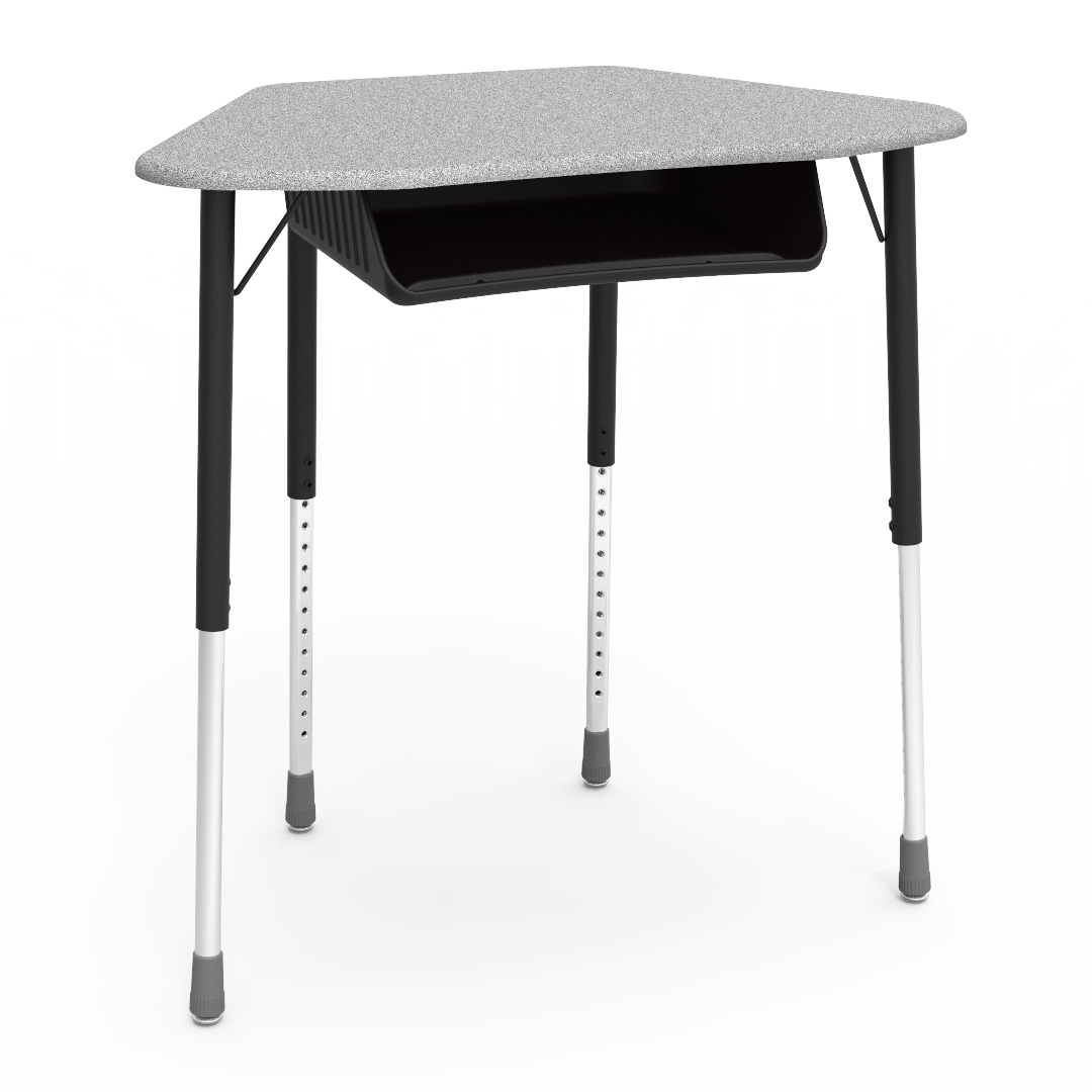 Virco ZUMA Series Hexagon Desk with Book Box 33"W x 21"D x 22"-34"H (DESK-ZHEXBOXM)