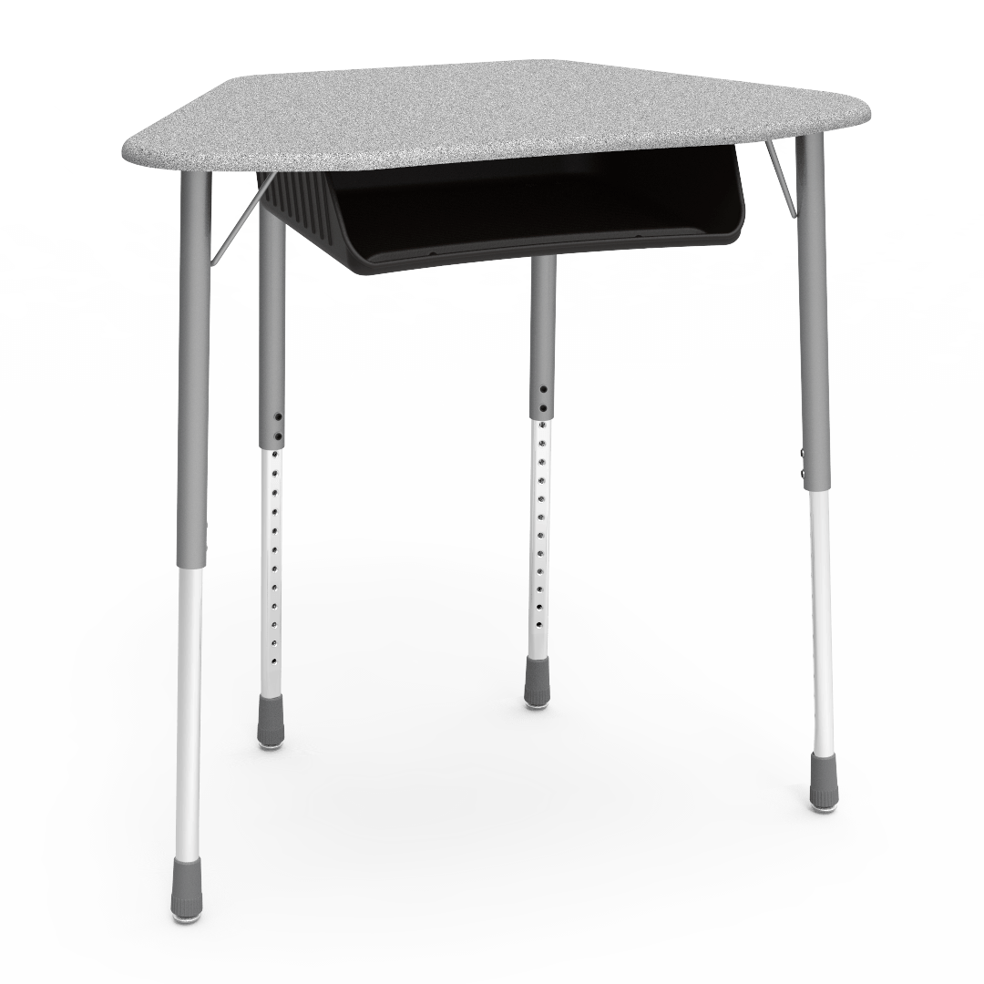 Virco ZUMA Series Hexagon Desk with Book Box 33"W x 21"D x 22"-34"H (DESK-ZHEXBOXM)