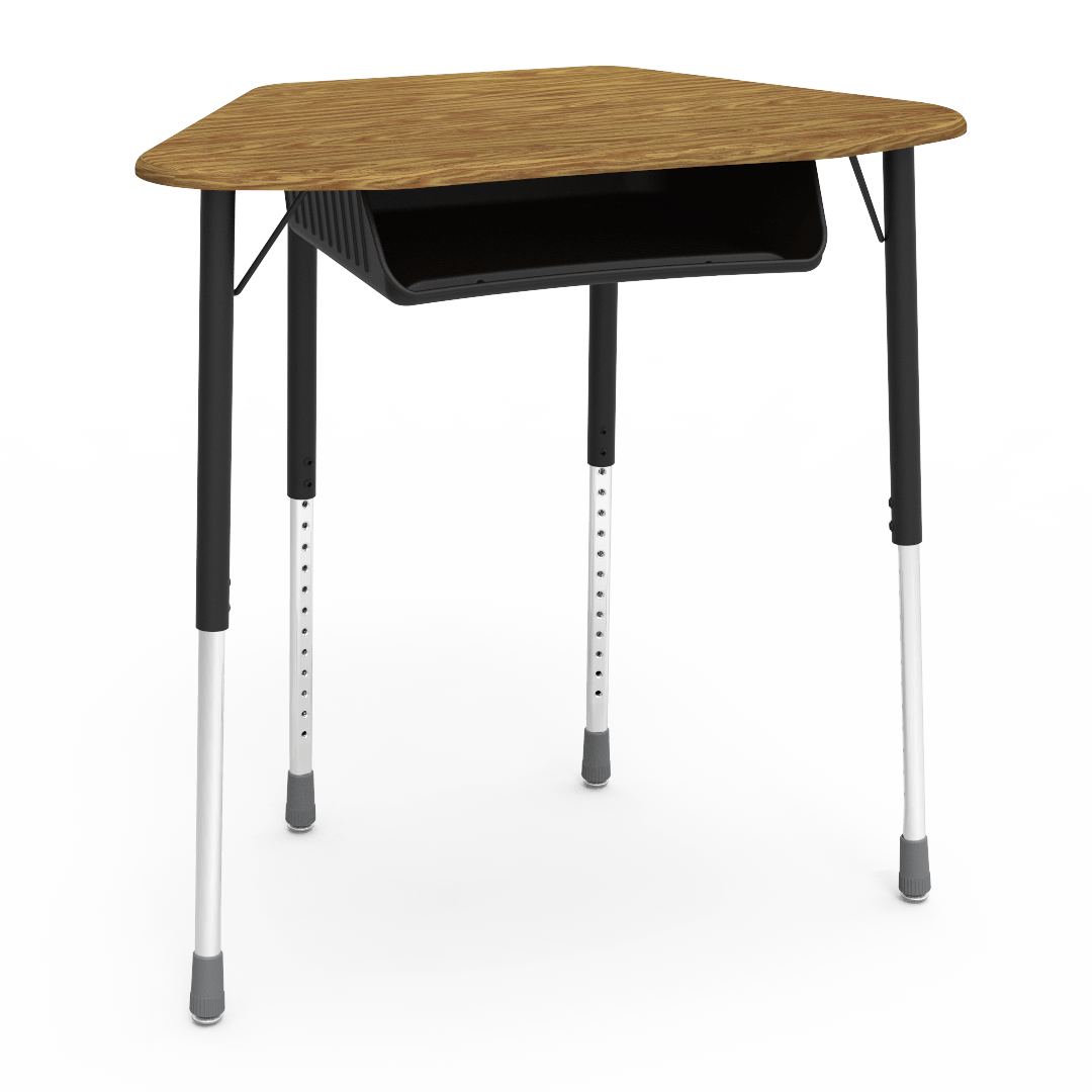 Virco ZUMA Series Hexagon Desk with Book Box 33"W x 21"D x 22"-34"H (DESK-ZHEXBOXM)